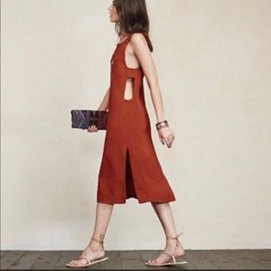 Reformation Terra Cotta Open Side Midi Dress